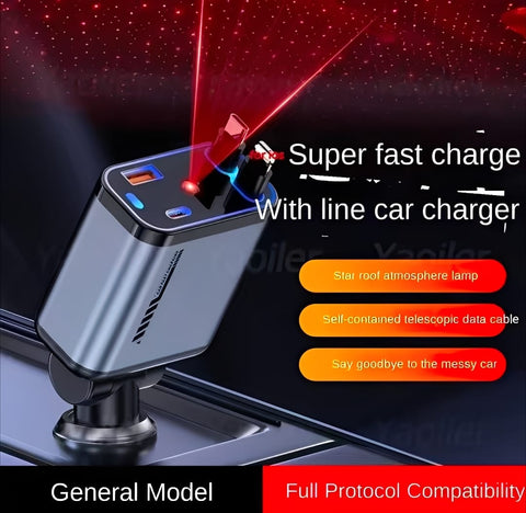 C6 4 In 1 Multi Functional Car Charger Fast Charging With Star Light Providing Durable Quality
