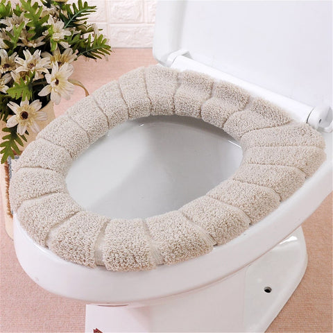 Warm Washable Soft Coral Velvet Toilet Seat Cover | Random Colour |