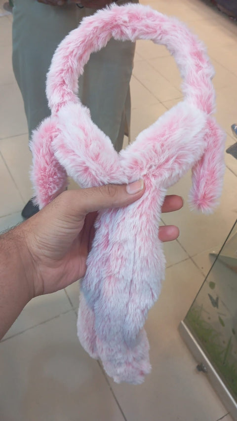 Soft Fluffy Rabbit Ears Headband | Moving Ears Plush Earmuffs | Warm & Cozy – 1Pc Random Colour