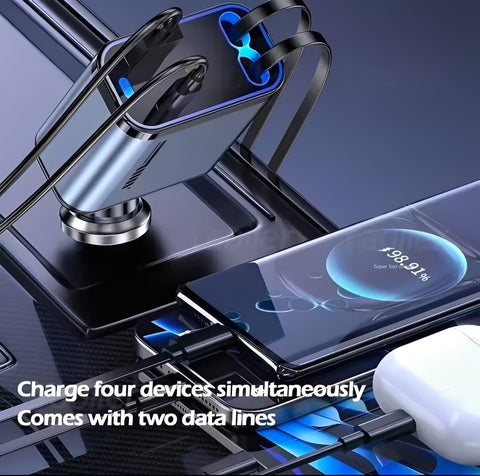 C6 4 In 1 Multi Functional Car Charger Fast Charging With Star Light Providing Durable Quality