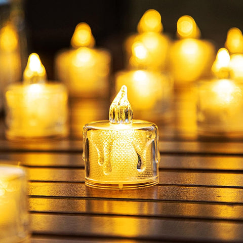 Flickering LED Flameless Tea Light Candles with Realistic Wax Drip (1 pcs)