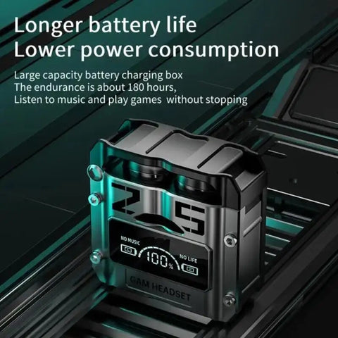 M25 Gaming Wireless Earbuds - TWS Bluetooth 5.3 Headphones, Magnetic Hatch Cover, 100% LED Display, Low Latency Stereo Sound, Built-in Mic