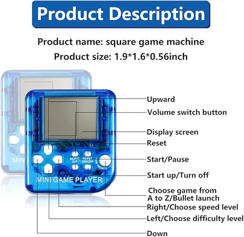 Pocket Mini Retro Electronic Game Console Keychain | 26 Classic Games | Handheld Nostalgic Gift for Children | Random Colour
